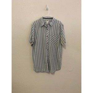 northface mens 90's look white blue stripped button up shirt size XL